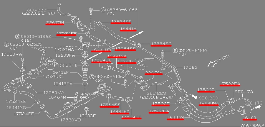 z32エンジンルーム内の燃料系統の交換